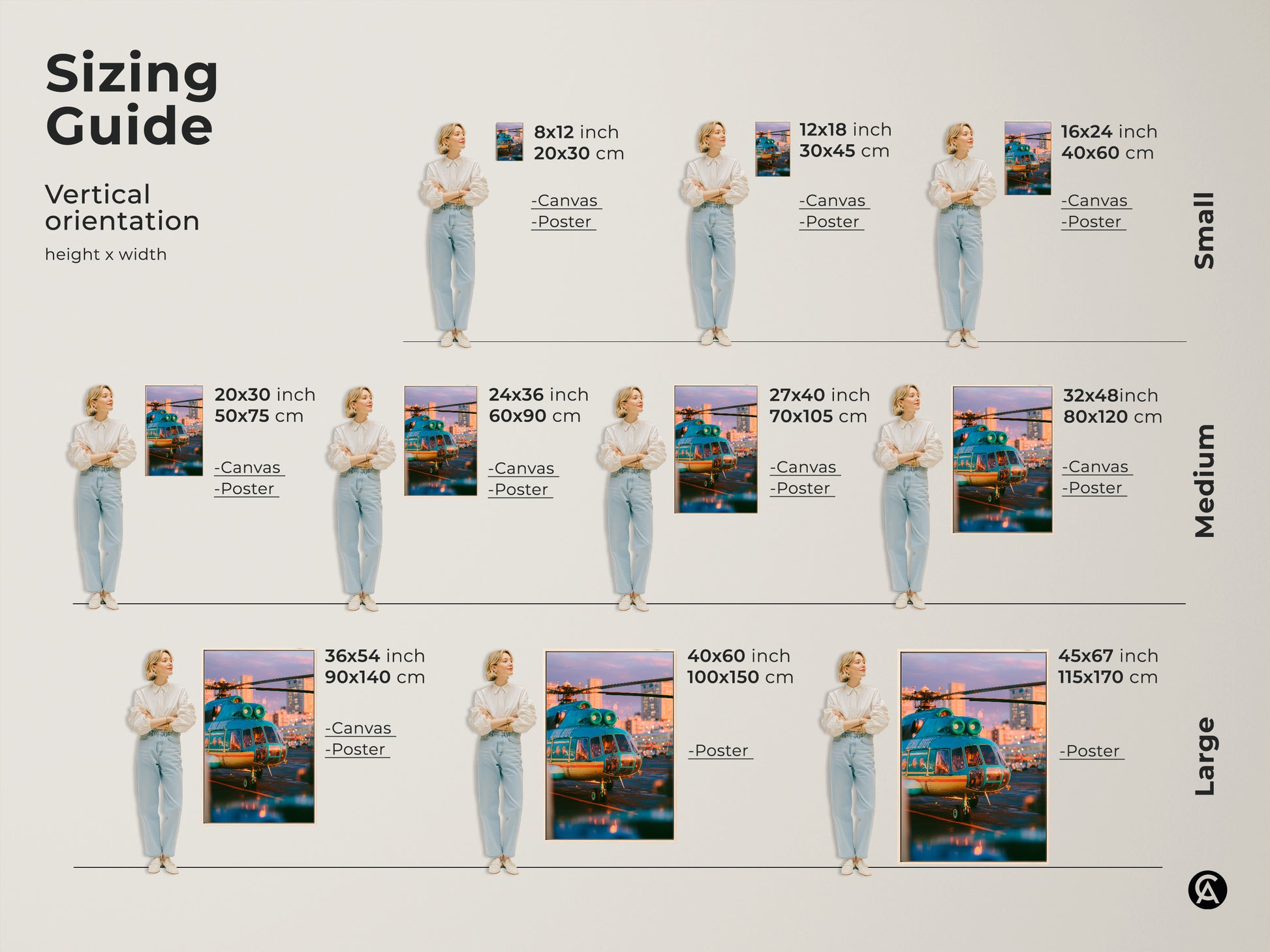 Find the perfect size with our sizing guide. Featuring a teal helicopter artwork we offer various dimensions. From small to large each size enhances your space. Visualize the artwork in your home. Transform your walls with our stunning aviation art. Order yours today.