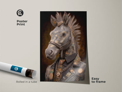 Add a touch of alternative to your space with this Tattooed Horse Poster Print. Rolled in a protective tube for easy framing. This fantasy animal artwork will add character to any room. It captures the essence of Steampunk style. Perfect as eclectic home decor or a gift for horse lovers. Display this unique animal artwork.