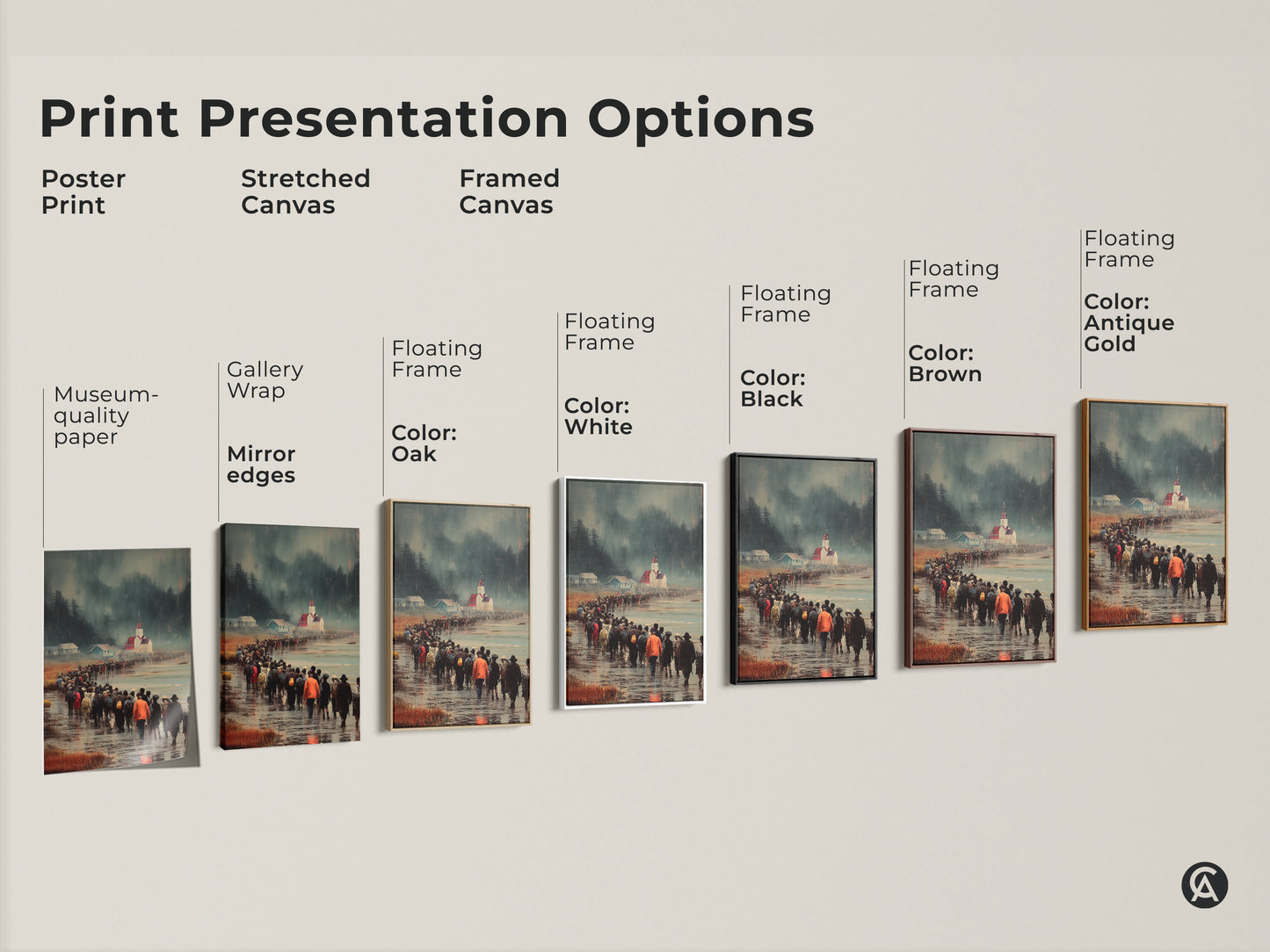 Explore poster print stretched and framed canvas options. Find your perfect museum quality paper or gallery wrapped art. Choose floating frames in black brown oak or white to showcase a procession to church. Elevate your wall decor with art for travelers gift today
