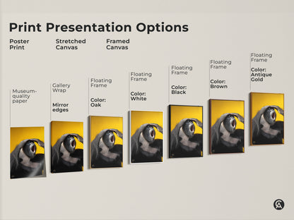 Explore print presentation options. See poster stretched and framed canvas styles. Each features the photorealistic gorilla artwork. Choose from black brown oak white and antique gold frames.