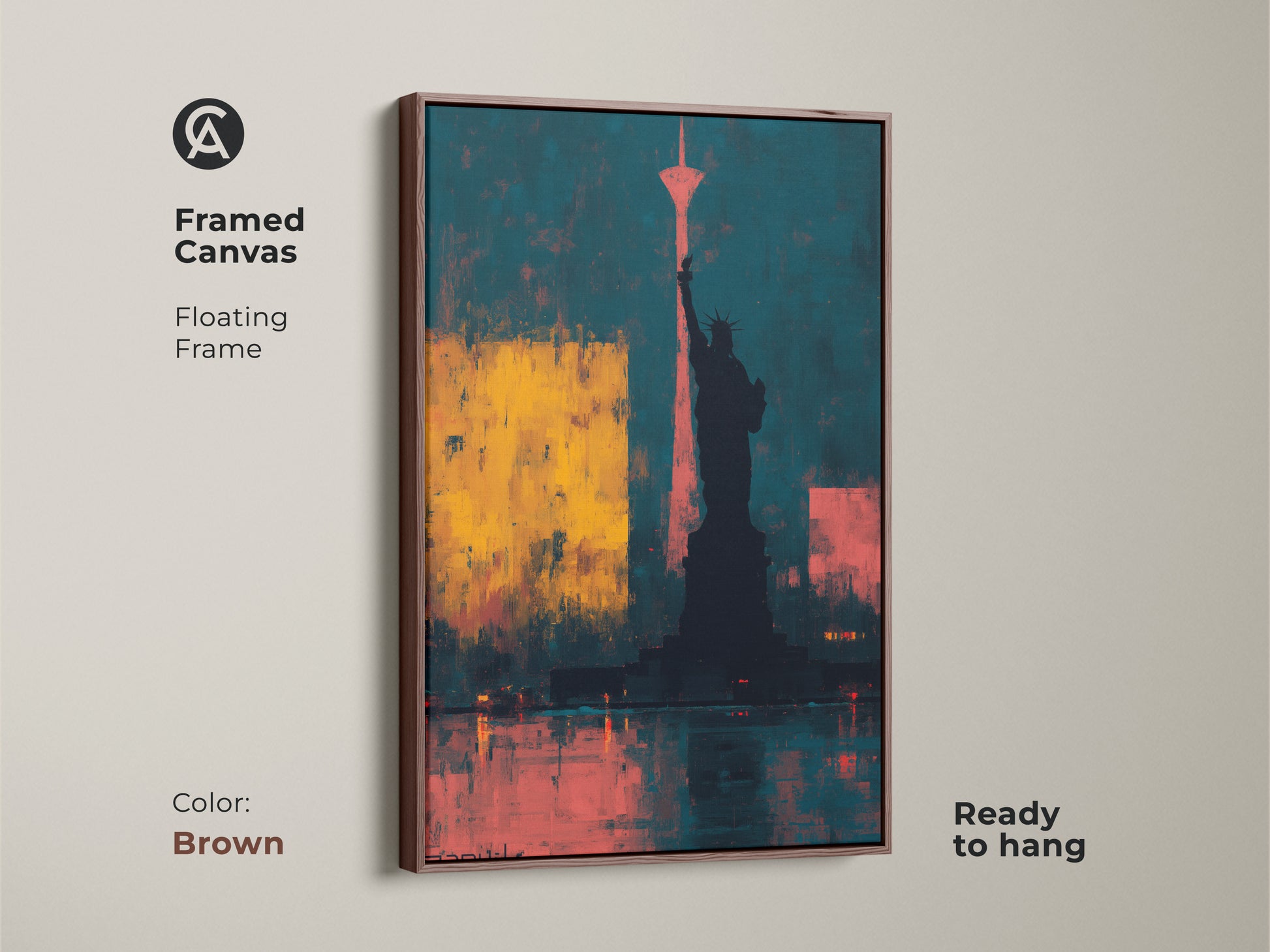 Google Drive displays a warning that it can't scan the file for viruses. A link is available to download abstract Statue of Liberty and New York Cityscape wall decor anyway.