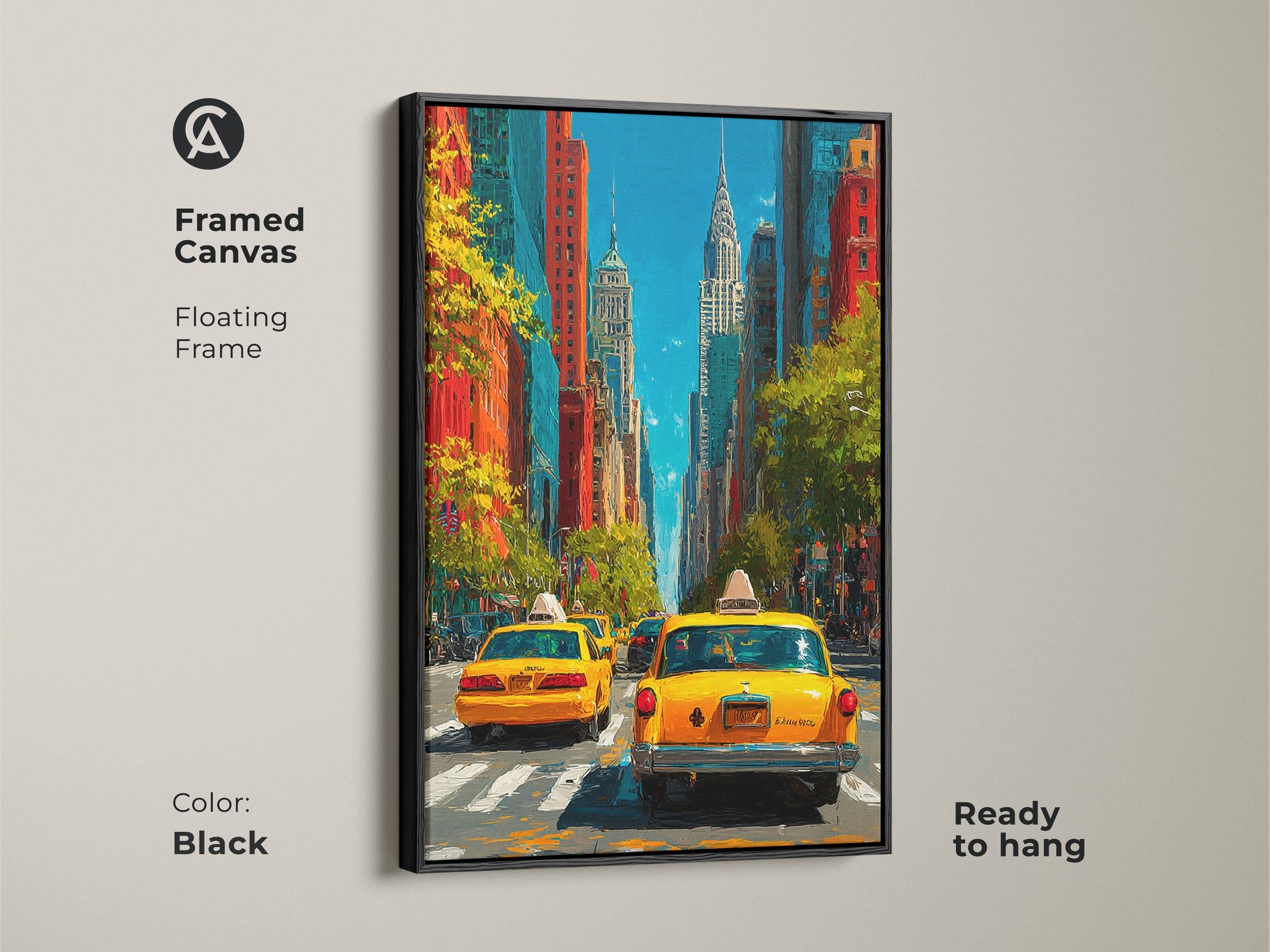 This contemporary artwork features bold geometric shapes. The canvas print uses an orange blue teal color splash. It adds a modern touch to any wall. Perfect for office inspiration or home decor.