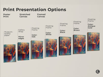 Explore print presentation options for abstract music art. Choose from poster prints stretched canvas and framed canvas. Find the perfect style for your music room home office or studio.