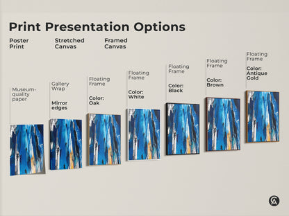 Explore print presentation options for 'Urban Climber Blue Print'. Choose from poster prints stretched canvas and framed canvas. The artwork enhances office workspace art and home decor. Find the perfect match for your space. Museum-quality options available.