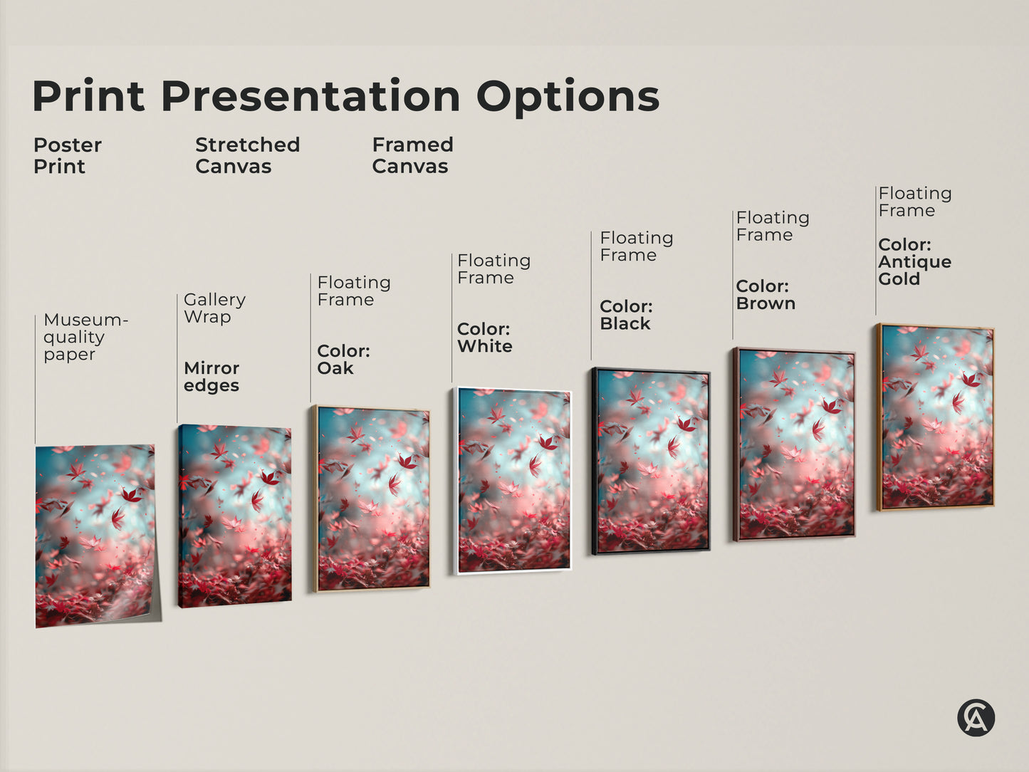 Explore print presentation options for canvas art. Choose from poster prints stretched canvas and framed canvas. Enhance your home with museum-quality paper gallery wraps and floating frames. Find the perfect artwork for your space.