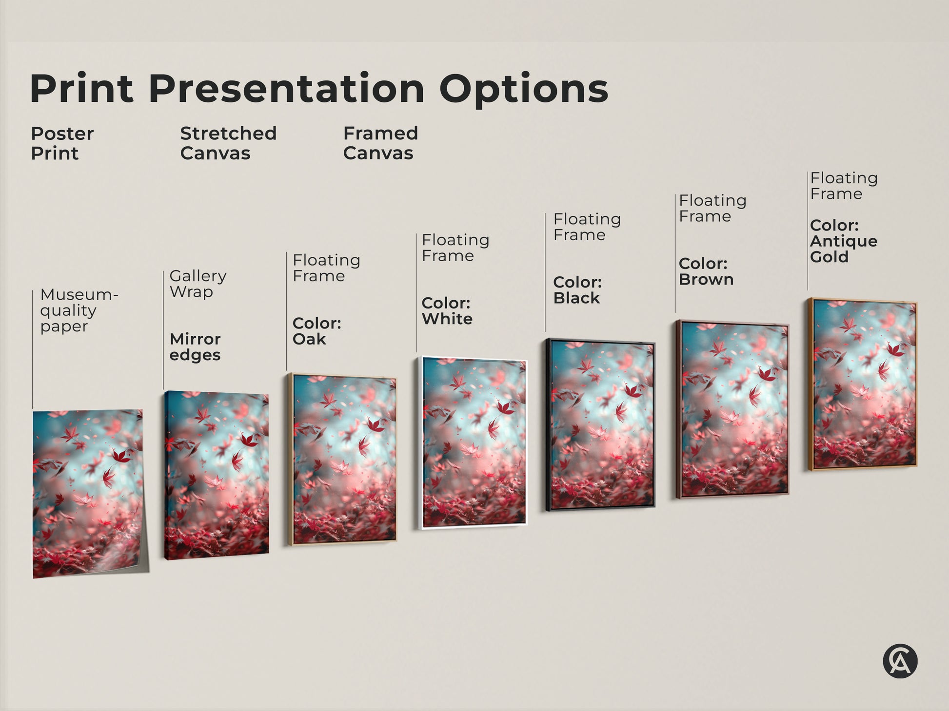 Explore print presentation options for canvas art. Choose from poster prints stretched canvas and framed canvas. Enhance your home with museum-quality paper gallery wraps and floating frames. Find the perfect artwork for your space.