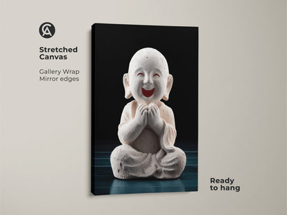 Stretched Canvas of Minimalist Buddha Wall Art. Gallery wrapped with mirror edges this zen monk canvas is ready to hang. It's a spiritual gift art for meditation a peaceful bedroom decor.