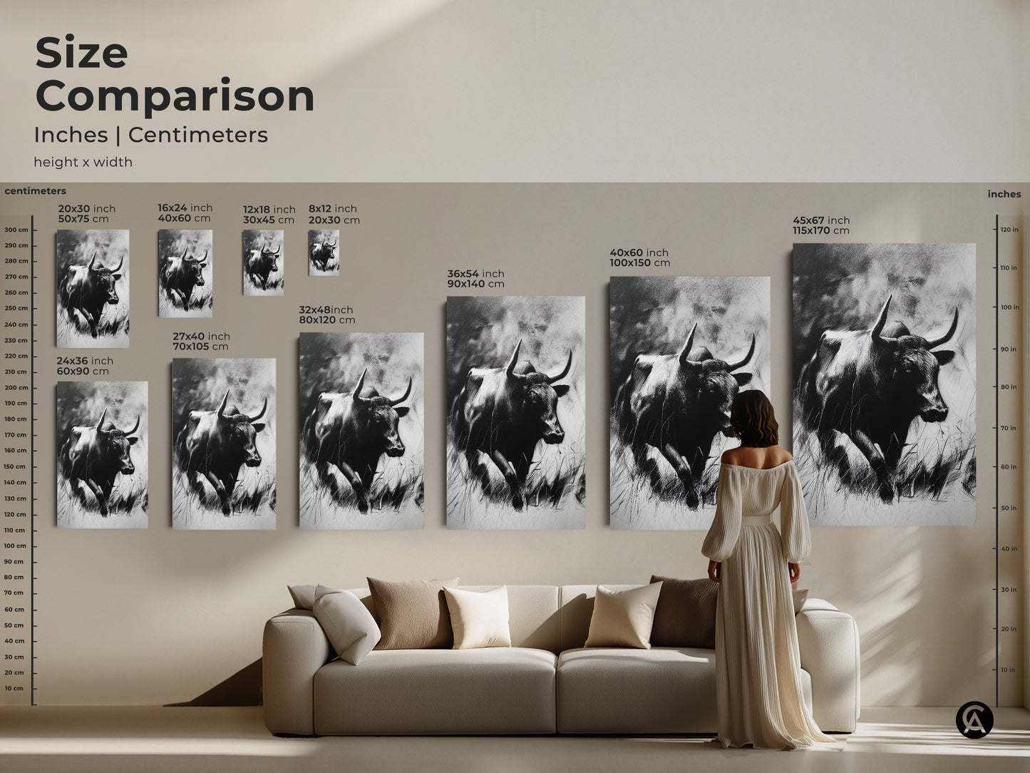 This captivating sketch shows a bull in a grass field. The monochrome art is a unique rancher birthday gift. This animal sketch canvas brings nature wildlife indoors. The black and white decor is perfect for a study room or office. Add rustic charm today.