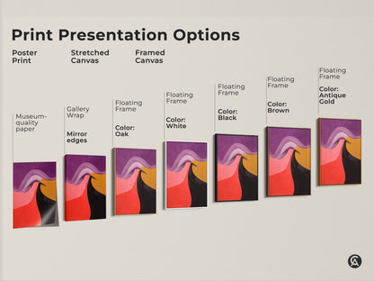 Explore print presentation options for contemporary abstract wall art. Choose from poster prints stretched canvas and framed canvas in various styles. Enhance any space with museum-quality art.