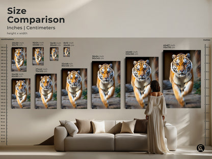 A Google Drive warning for the photorealistic tiger artwork file. Choose to download the orange black animal jungle wildlife canvas print despite the virus scan warning.
