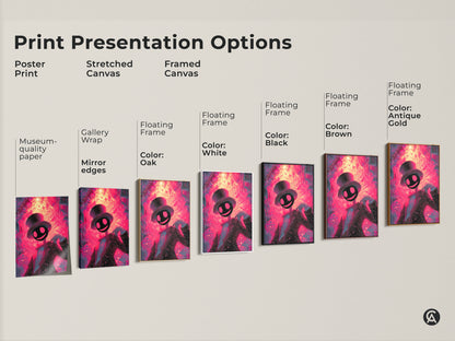 Explore print presentation options for this museum-quality artwork. Choose from poster prints stretched canvases or framed canvases. Select a floating frame in colors like white black oak brown or antique gold.
