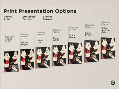 Explore various print options of retro couple art. Choose from poster print to stretched or framed canvas. Asian culture inspired wall art is perfect for the kitchen. An eclectic touch for foodies. Ideal unique gifts celebrating shared moments.