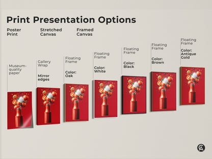 Explore our print presentation options. We offer poster prints stretched canvas and framed canvas. Find the perfect style for your Tomato Ketchup Still Life. Transform your kitchen with our unique artwork today.