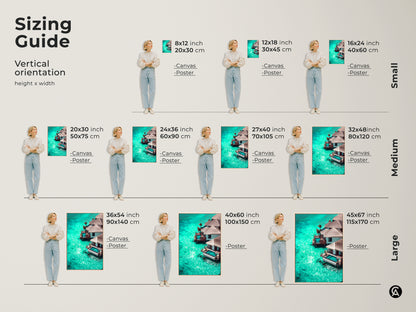 Sizing Guide Vertical orientation. This turquoise ocean bungalow wall artwork is ideal coastal beach house decor. This luxury villa ocean view is vacation vibes wall decor. Add serene ocean view print to your home today. Available in Canvas or Poster print