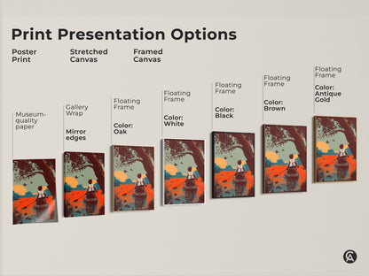 Explore print presentation options for duck hunting canoe art. Choose from poster prints stretched canvases or framed canvases. Various frame colors like oak white black brown and antique gold are available. Find the perfect art style for your space.