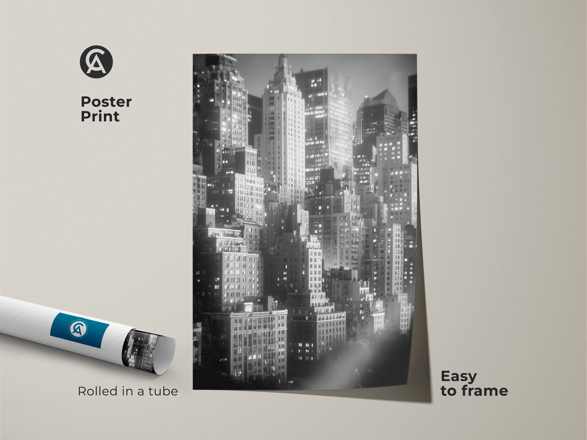 This poster print showcases a stunning black and white city skyline. It's easy to frame and adds a touch of urban elegance. Perfect for art lovers seeking museum-quality paper.