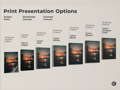 Explore print presentation options: poster print stretched canvas and framed canvas. Choose from gallery wrap mirror edges or floating frames in black brown oak antique gold and white.