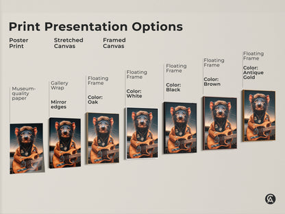 Explore print presentation options for Tasmanian devil artwork. Choose from posters stretched canvas and framed styles. Floating frames available in oak white black brown and antique gold. Find the perfect fit.