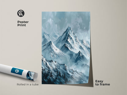 Poster print showcasing a majestic mountain landscape. The artwork is easy to frame and arrives rolled in a tube. Perfect wall decor for art enthusiasts seeking a scenic escape.