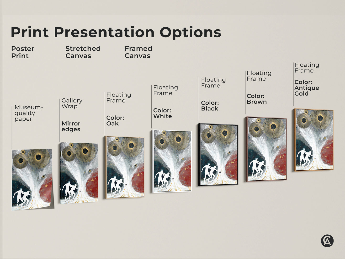 Explore abstract soccer art options poster print stretched canvas and framed canvas. Choose from floating frame colors like black brown antique gold and oak. Museum quality paper and mirror edges enhance each piece making this great sports themed home decor.