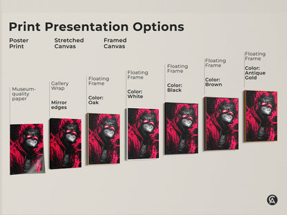 Explore our print presentation options. This artwork is available as a poster print stretched canvas and framed canvas. Customize your art to match your style. Choose from various floating frame colors. Shop now