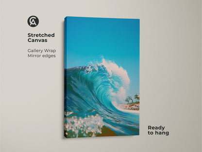 Stretched canvas artwork of a breaking ocean wave. The gallery wrap and mirror edges add a modern touch. This ready-to-hang art brings the beauty of the sea to any room. Buy now!