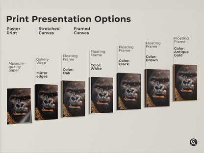Print presentation options for animal art. Choose from poster prints stretched canvas and framed canvas. Select a black brown oak white or antique gold frame. Find the perfect art for you.