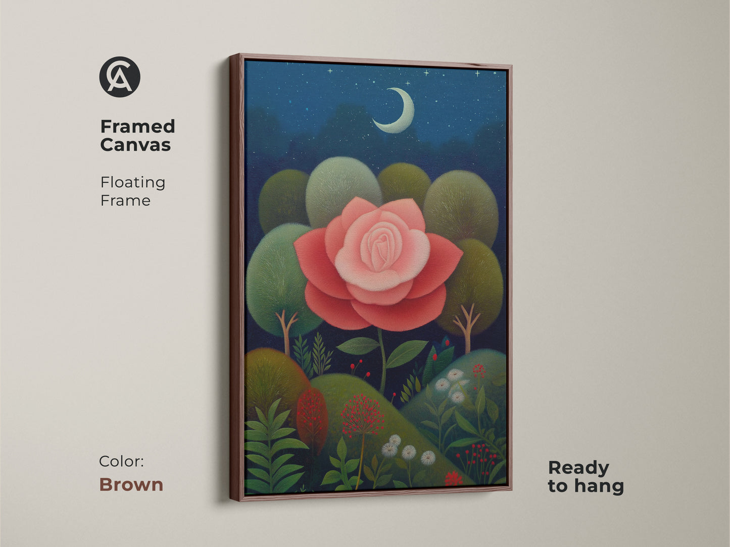 A person holding an emerald green fern leaf art print. The art nouveau botanical artwork is a unique housewarming gift. Perfect for plant lovers and organic home decor.