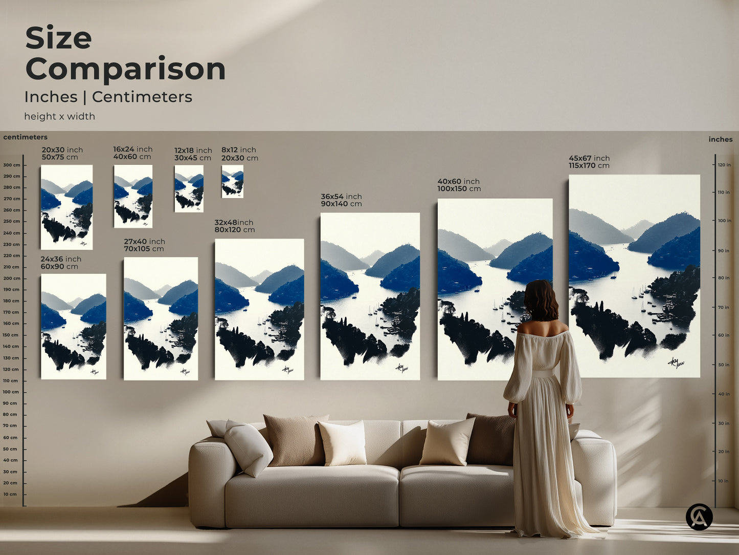 Compare sizes for the minimalist coastal art. Options range from small to large. See how the art complements various spaces. This boat canvas wall art makes a statement. Envision this travel theme artwork in your home. Find the perfect scale to enhance your decor.