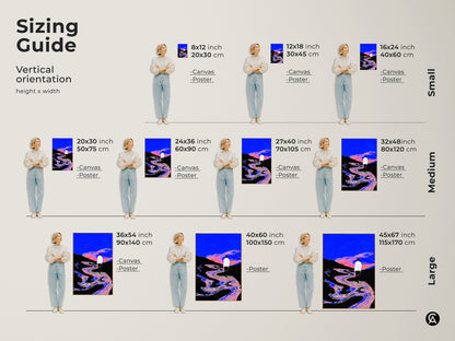 Explore print presentation options. Poster Print on museum-quality paper with mirror edges. Stretched Canvas with a gallery wrap. Framed Canvas in floating frames. Choose black brown oak white and gold frames.