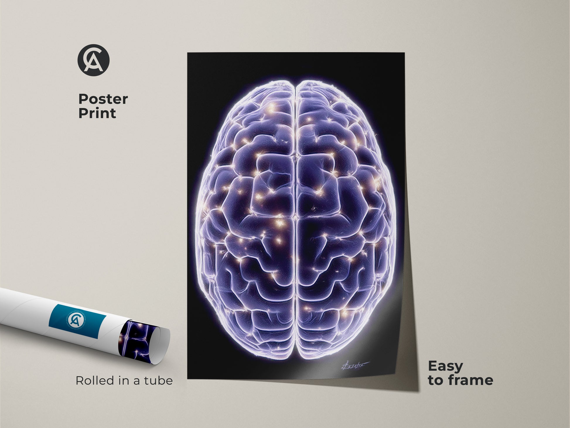 Google Drive's virus scan warning appears when trying to download the science brain art print. Abstract neuron canvas wall art in purple and blue is ideal office decor and graduation gift.