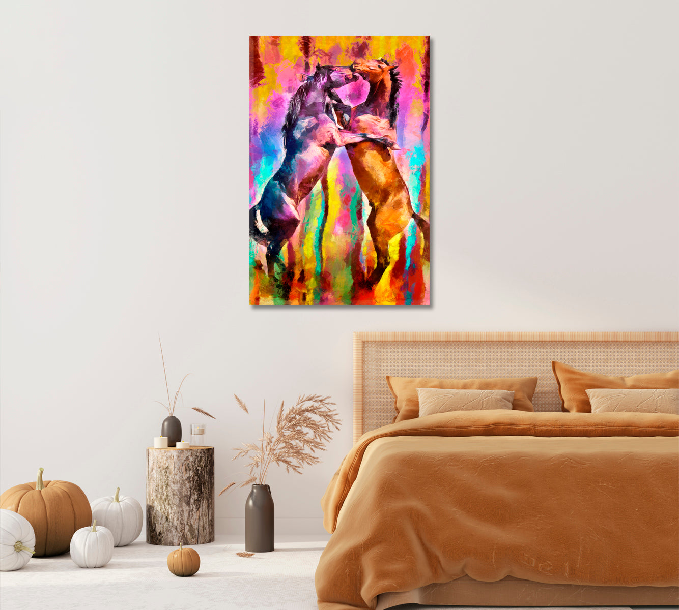 Abstract Colorful Horses Canvas Home Decor-Canvas Print-CetArt-1 panel-16x24 inches-CetArt