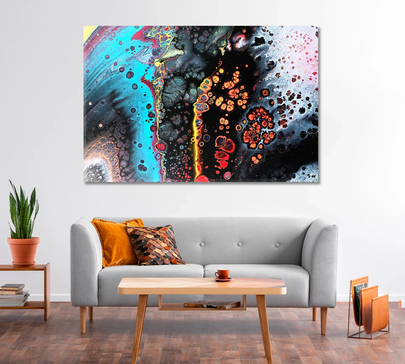 Abstract multicolor art print on canvas thumbnail for modern office wall decor