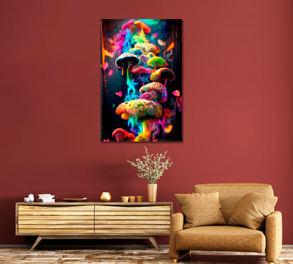 Abstract Multicolor Mushroom Wall Decor Canvas-Canvas Print-CetArt-1 panel-16x24 inches-CetArt