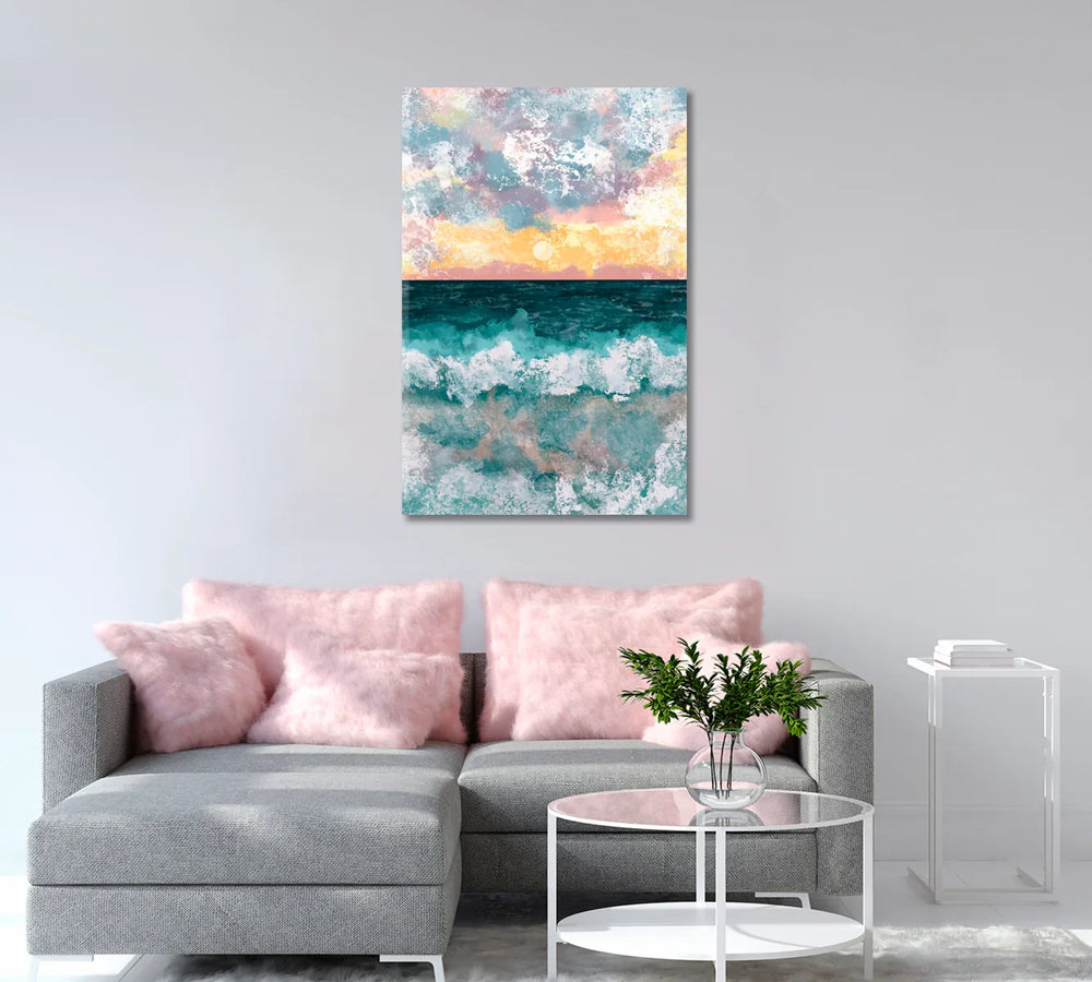 Abstract blue wave blocks for minimalist rooms