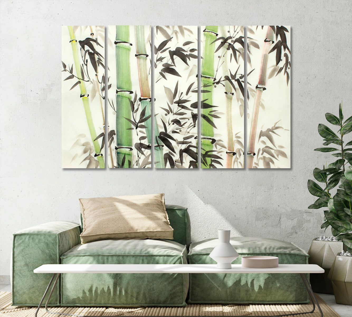 Bamboo Modern Abstract Canvas Artwork-Canvas Print-CetArt-1 Panel-24x16 inches-CetArt