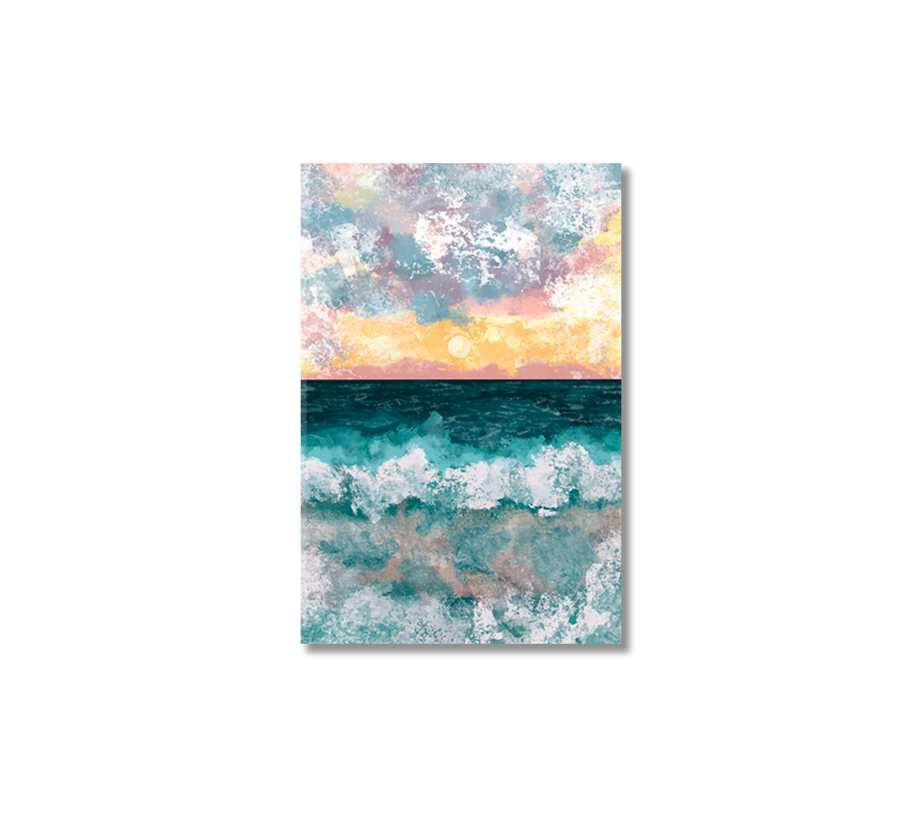 Abstract Sea Waves Modern Wall Decor-Canvas Print-CetArt-1 panel-16x24 inches-CetArt