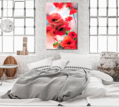 Red Poppies Abstract Canvas Print-Canvas Print-CetArt-1 panel-16x24 inches-CetArt