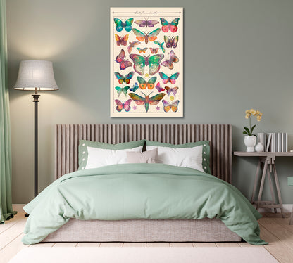 Vintage Butterfly Canvas Home Wall Art-Canvas Print-CetArt-1 panel-16x24 inches-CetArt