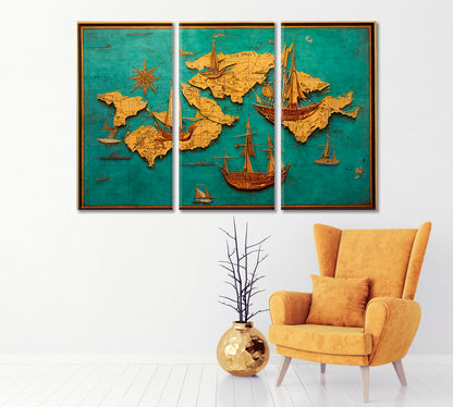 Vintage Map Canvas for Wall Decoration-Canvas Print-CetArt-1 Panel-24x16 inches-CetArt