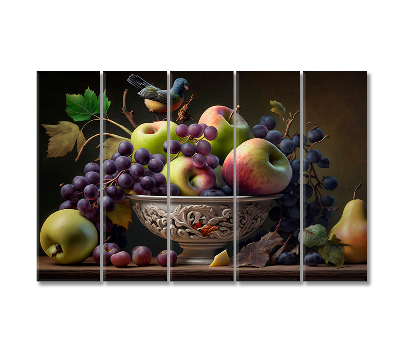 Apple Still Life Wall Art-Canvas Print-CetArt-5 Panels-36x24 inches-CetArt
