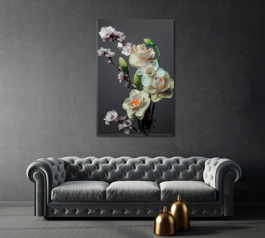 Daffodils Flowers Canvas Home Wall Decor-Canvas Print-CetArt-1 panel-16x24 inches-CetArt