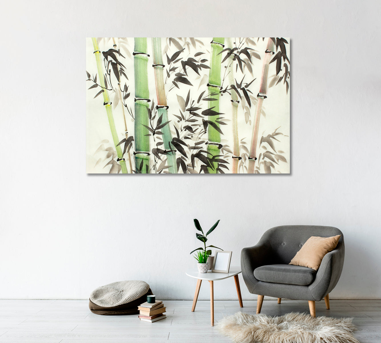 Bamboo Modern Abstract Canvas Artwork-Canvas Print-CetArt-1 Panel-24x16 inches-CetArt