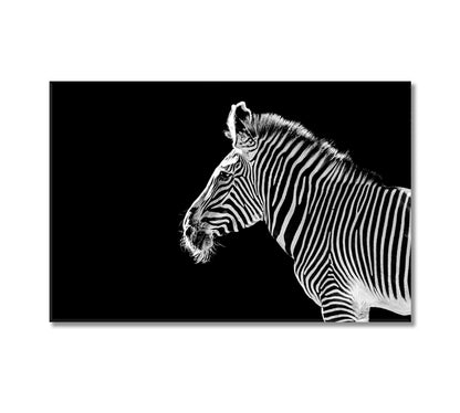 Zebra Black And White Wall Art-Canvas Print-CetArt-1 Panel-24x16 inches-CetArt