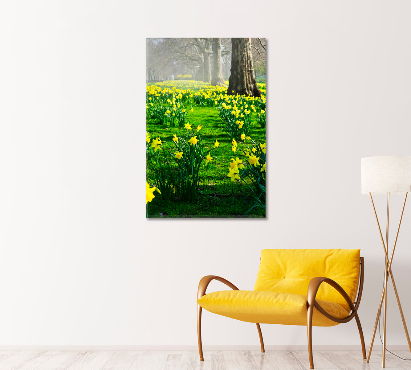 Blooming Daffodils Flowers Canvas Wall Art-Canvas Print-CetArt-1 panel-16x24 inches-CetArt
