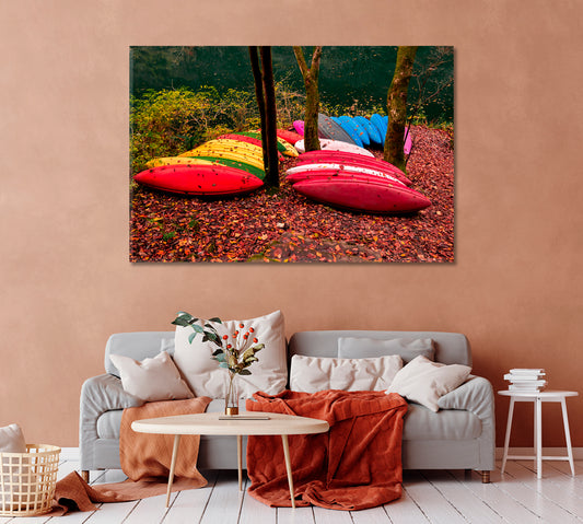 Boats Near Lake Framed Art Print-Canvas Print-CetArt-1 Panel-24x16 inches-CetArt