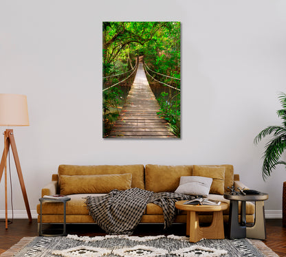 Bridge in Jungle Giclee Art Decor-Canvas Print-CetArt-1 panel-16x24 inches-CetArt