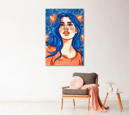 Flower Women Portrait Wall Art-Canvas Print-CetArt-1 panel-16x24 inches-CetArt