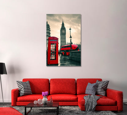 London Red Telephone Box Art Print-Canvas Print-CetArt-1 panel-16x24 inches-CetArt