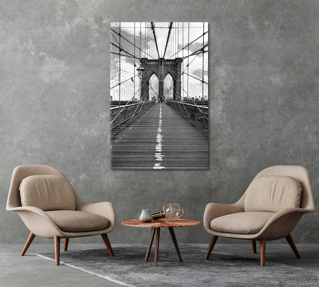 Brooklyn Bridge from Manhattan Art Print-Canvas Print-CetArt-1 panel-16x24 inches-CetArt